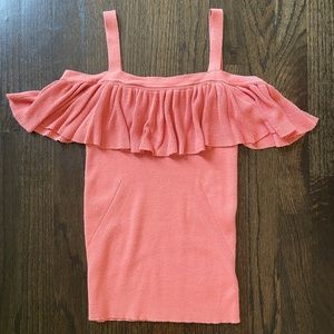 Coral ruffle express tank top